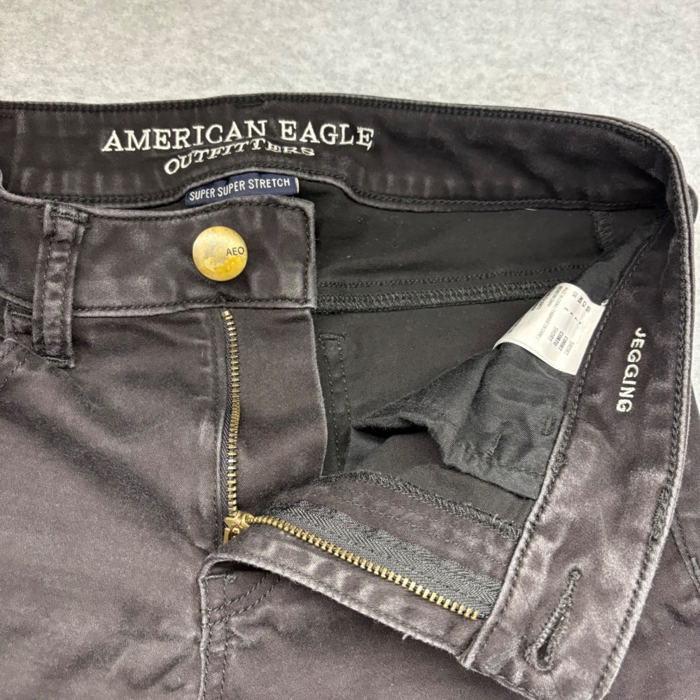 American Eagle Super Super Stretch Jegging Black Jeans 4 Short Low Rise Skinny - Picture 2 of 7